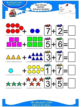 Çocuklar İçin toplam işlemi yaprak testleri 